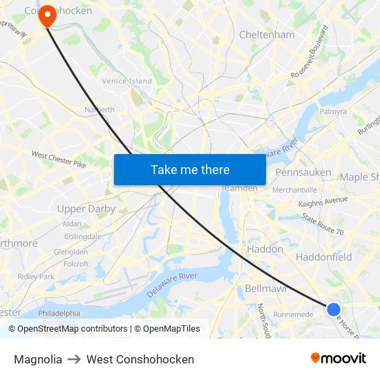 Magnolia to West Conshohocken map