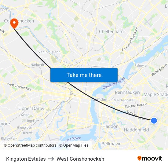 Kingston Estates to West Conshohocken map