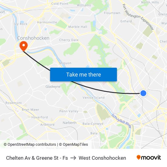 Chelten Av & Greene St - Fs to West Conshohocken map