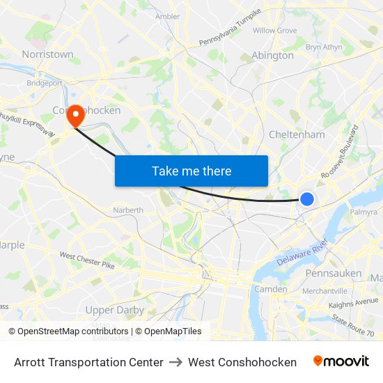 Arrott Transportation Center to West Conshohocken map