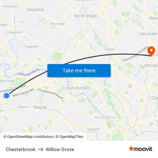 Chesterbrook to Willow Grove map