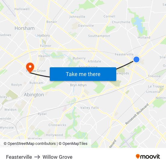 Feasterville to Willow Grove map