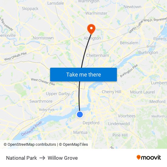 National Park to Willow Grove map