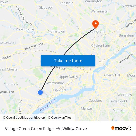 Village Green-Green Ridge to Willow Grove map