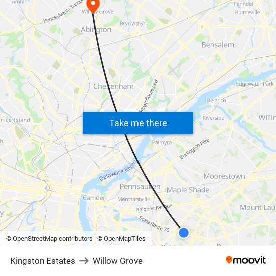 Kingston Estates to Willow Grove map