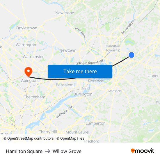 Hamilton Square to Willow Grove map