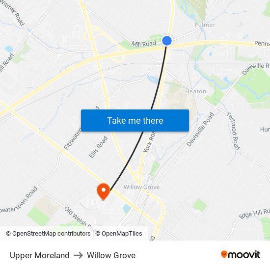 Upper Moreland to Willow Grove map
