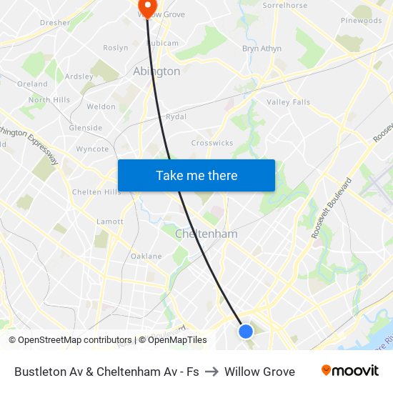 Bustleton Av & Cheltenham Av - Fs to Willow Grove map