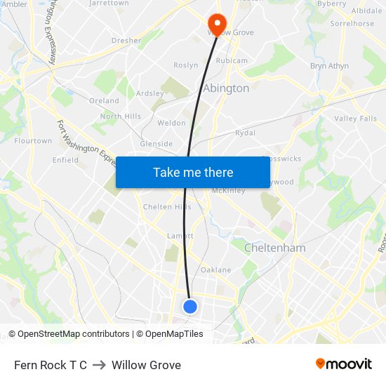 Fern Rock T C to Willow Grove map