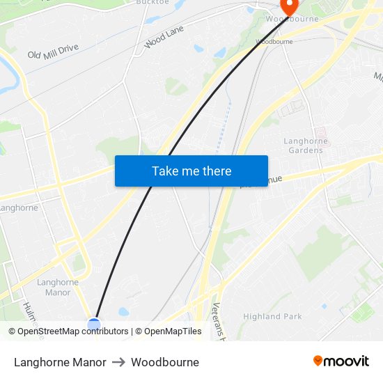 Langhorne Manor to Woodbourne map