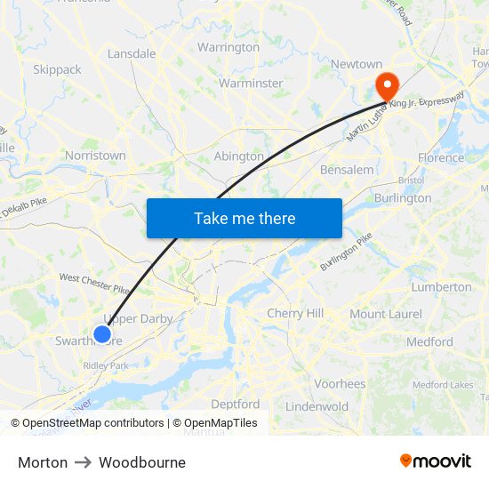 Morton to Woodbourne map