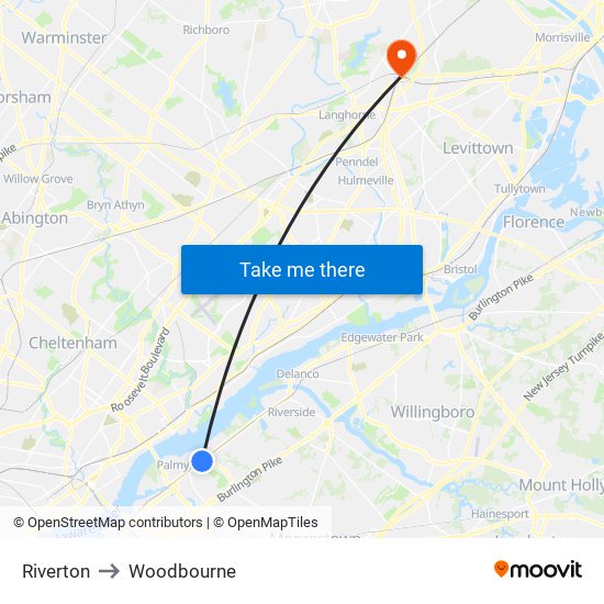 Riverton to Woodbourne map