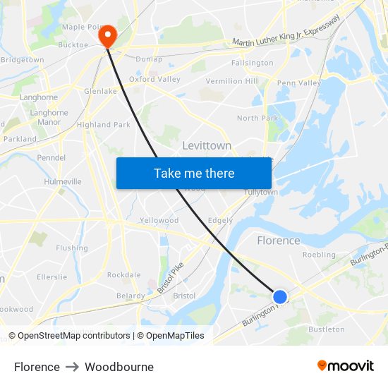 Florence to Woodbourne map