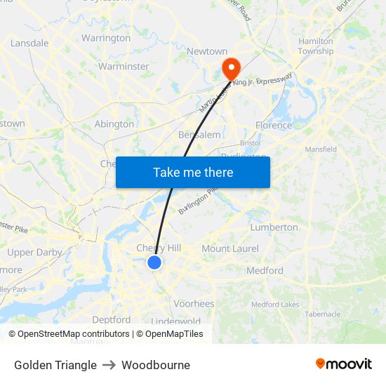 Golden Triangle to Woodbourne map