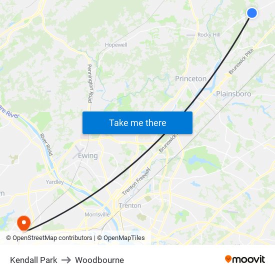 Kendall Park to Woodbourne map