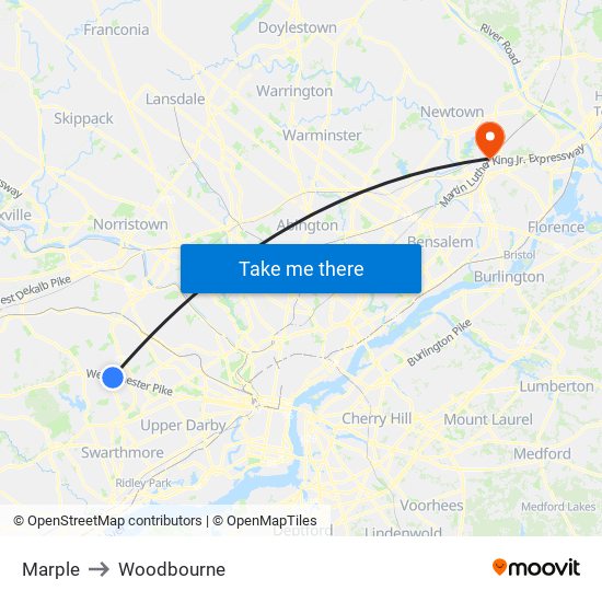 Marple to Woodbourne map