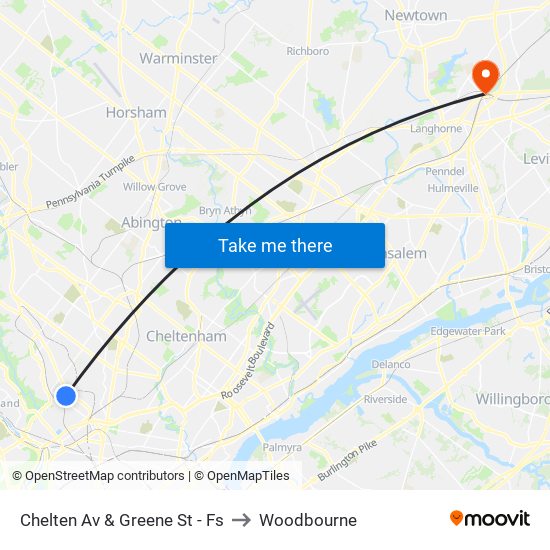 Chelten Av & Greene St - Fs to Woodbourne map
