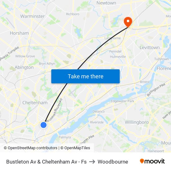 Bustleton Av & Cheltenham Av - Fs to Woodbourne map