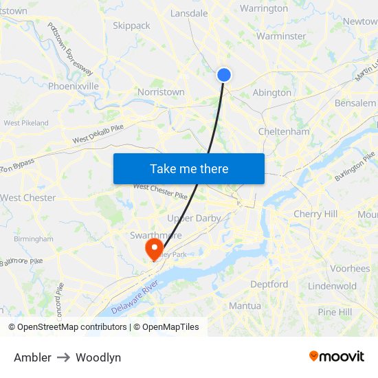 Ambler to Woodlyn map
