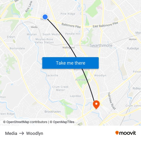 Media to Woodlyn map