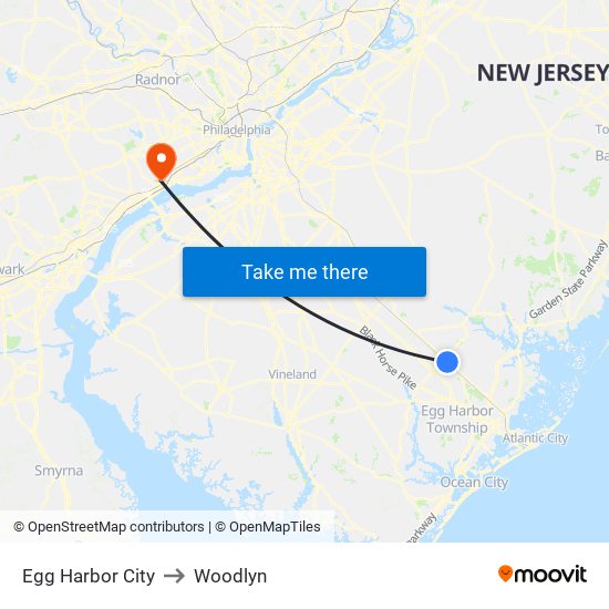 Egg Harbor City to Woodlyn map