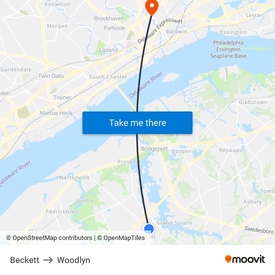 Beckett to Woodlyn map