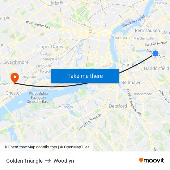 Golden Triangle to Woodlyn map