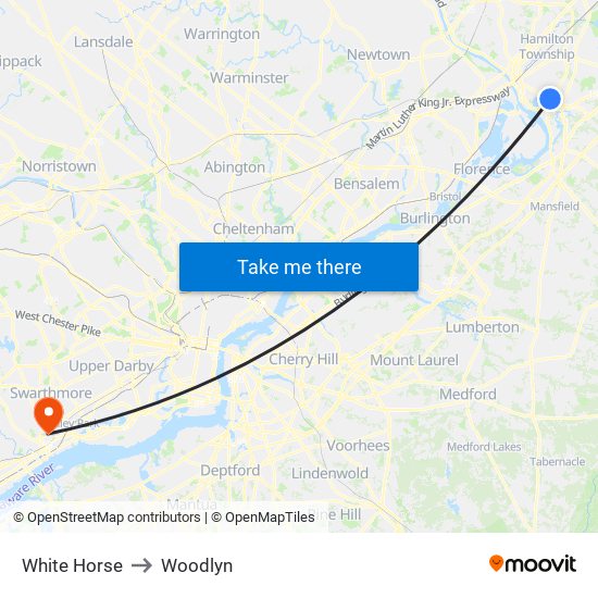 White Horse to Woodlyn map