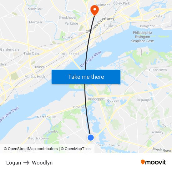 Logan to Woodlyn map
