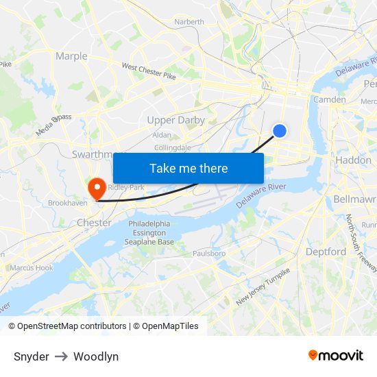 Snyder to Woodlyn map