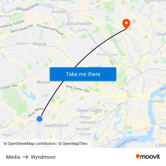 Media to Wyndmoor map