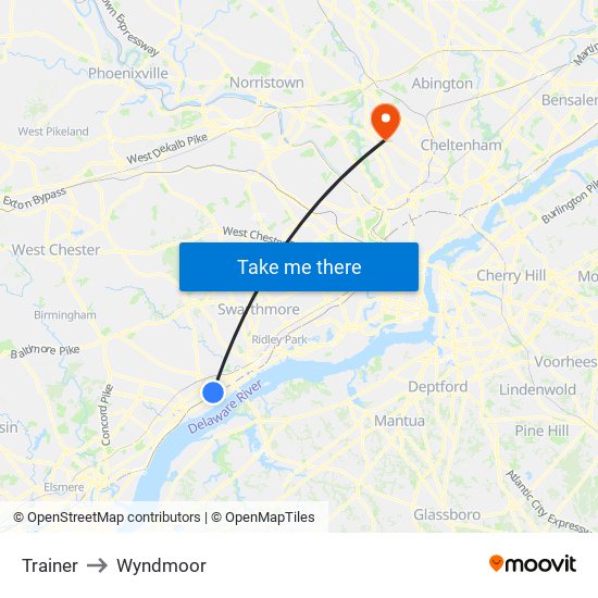 Trainer to Wyndmoor map