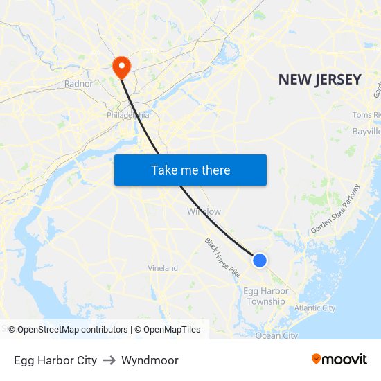 Egg Harbor City to Wyndmoor map