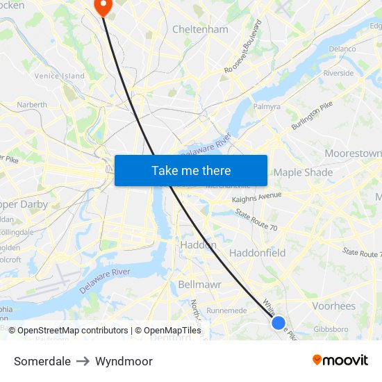 Somerdale to Wyndmoor map