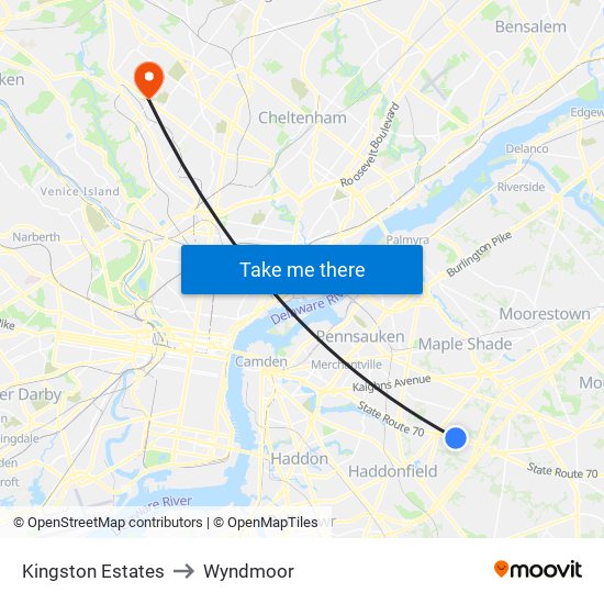 Kingston Estates to Wyndmoor map