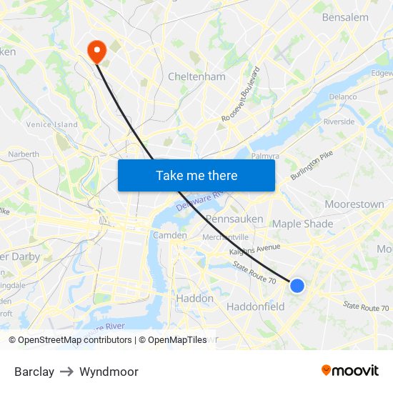 Barclay to Wyndmoor map