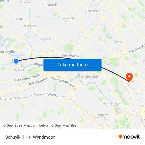 Schuylkill to Wyndmoor map