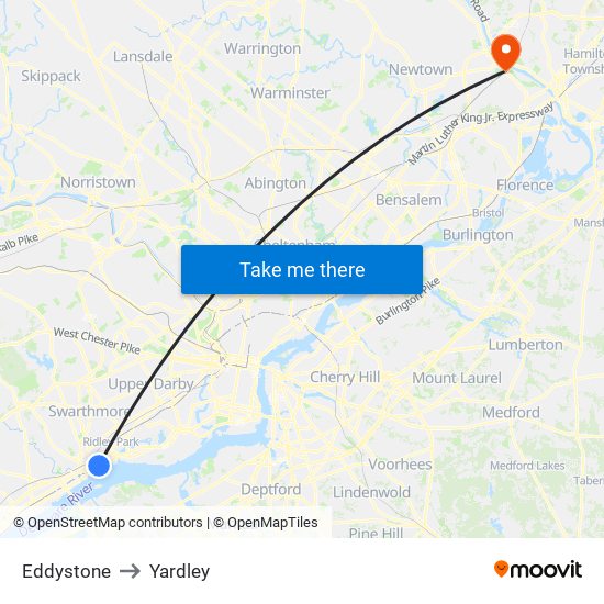 Eddystone to Yardley map