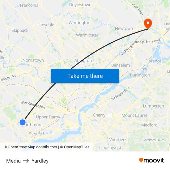 Media to Yardley map