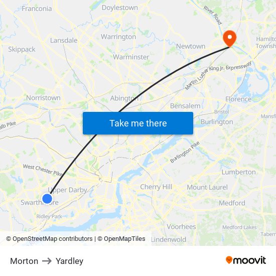 Morton to Yardley map