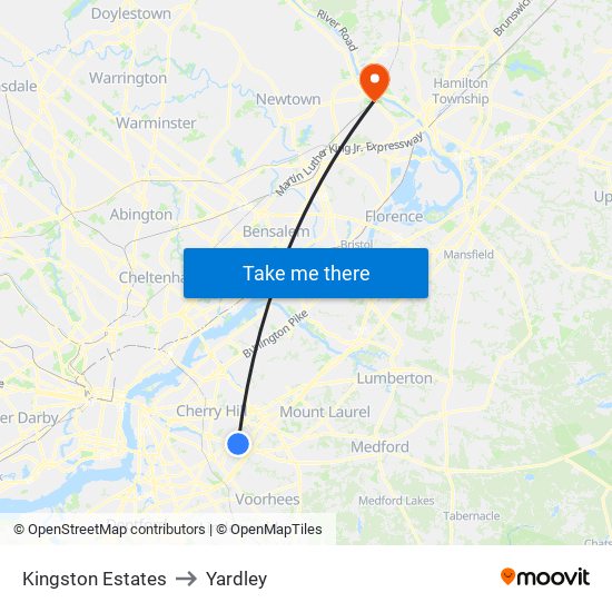 Kingston Estates to Yardley map