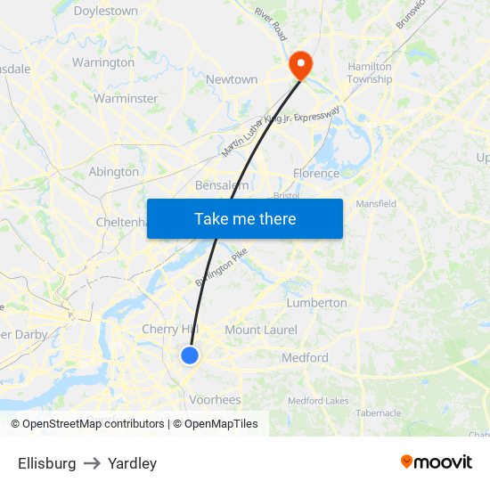 Ellisburg to Yardley map