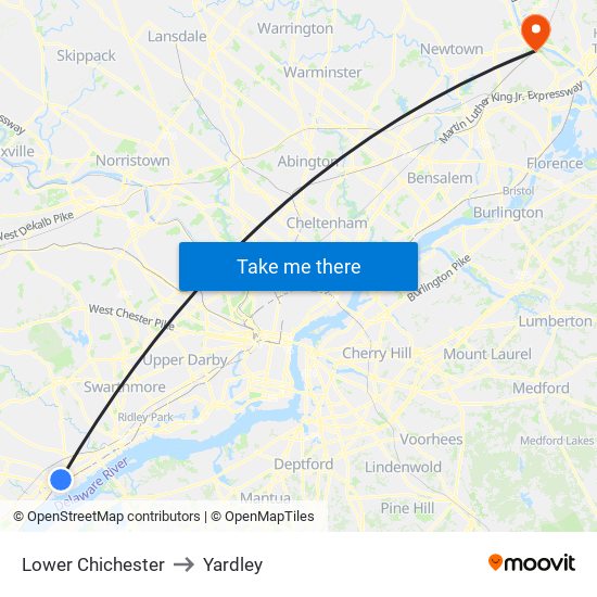 Lower Chichester to Yardley map