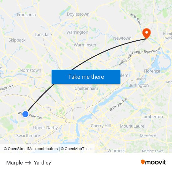 Marple to Yardley map