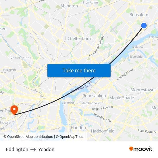 Eddington to Yeadon map