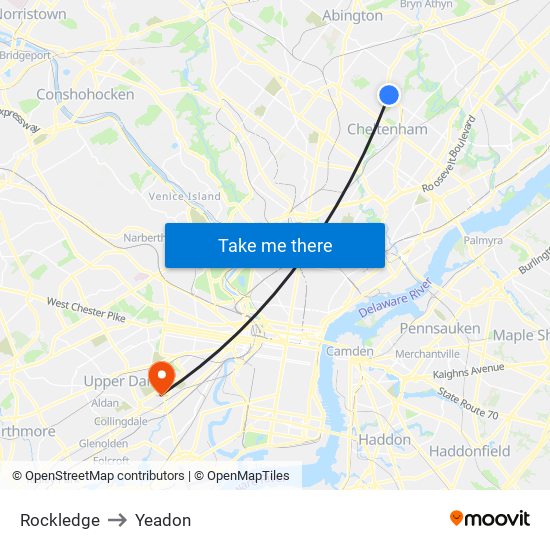 Rockledge to Yeadon map