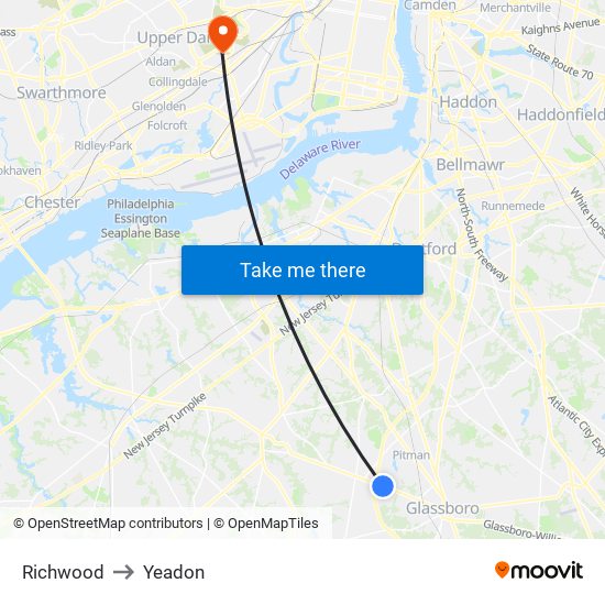 Richwood to Yeadon map