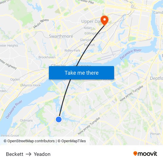 Beckett to Yeadon map