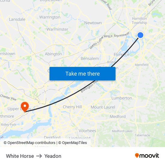 White Horse to Yeadon map