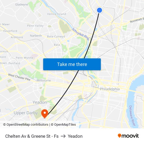 Chelten Av & Greene St - Fs to Yeadon map